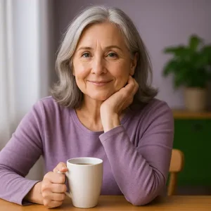 Recovering from C. diff naturally — a woman regaining calm and confidence in her health.