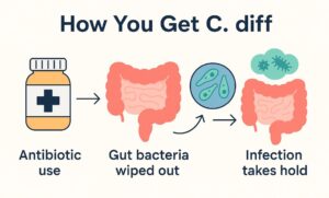 Diagram on how you get C. diff infections