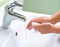 Hand washing removes C. diff. spores and other microbes from the skin